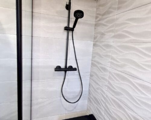 new bathroom with shower seat 11